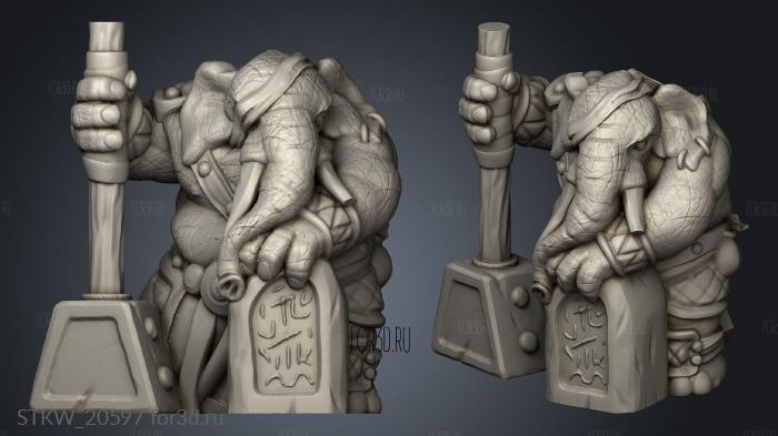 Loxodon tribal warrior 3d stl модель для ЧПУ