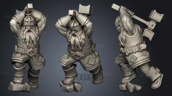 Warrior with Hammer pose stl model for CNC