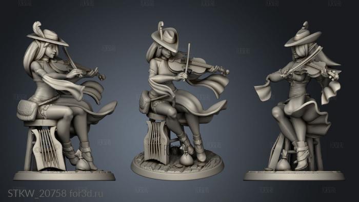 Tavern Rock Band silv the elf bard female stl model for CNC