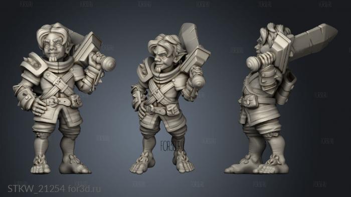 Halfling Warrior stl model for CNC