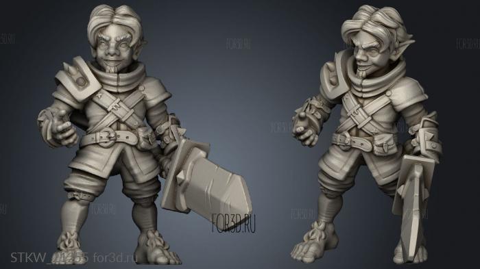 Halfling Warrior stl model for CNC