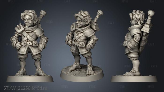 Halfling Warrior stl model for CNC