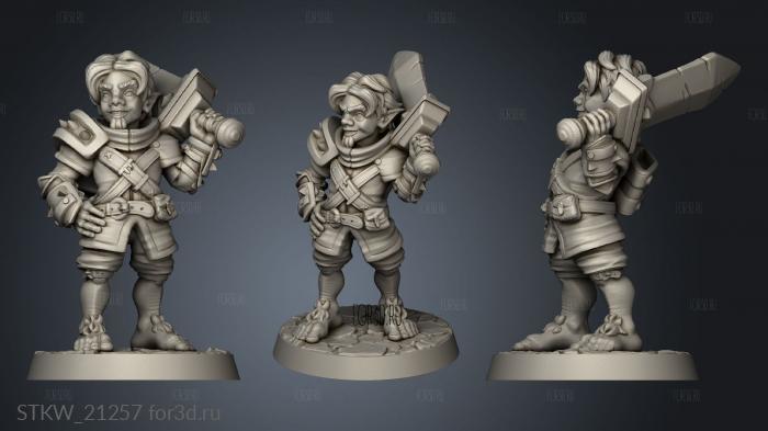 Halfling Warrior stl model for CNC