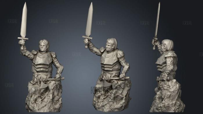 28Mm Unfinished Knight Statue stl model for CNC
