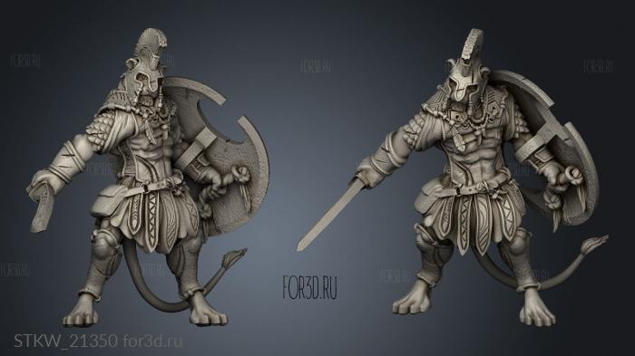 leonin warrior with falcata stl model for CNC