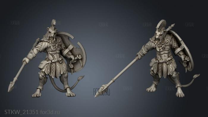 leonin warrior with spear stl model for CNC