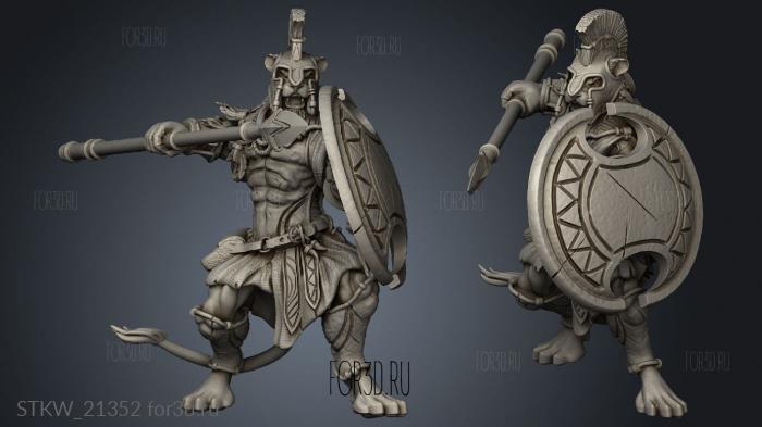 leonin warrior with spear stl model for CNC