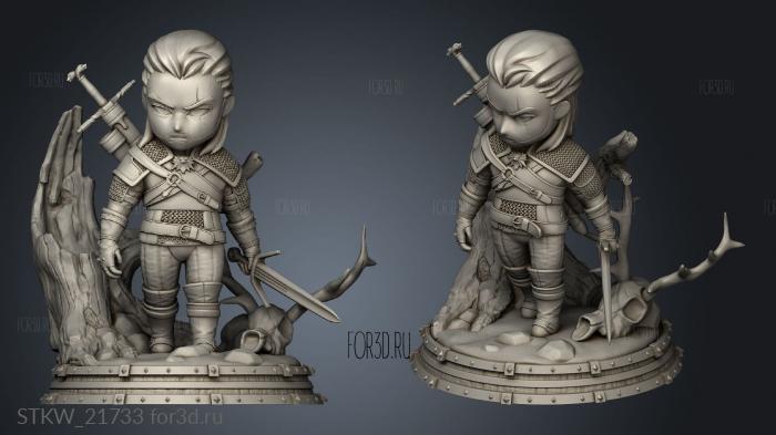 The Witcher Chibi Geralt Mesh stl model for CNC