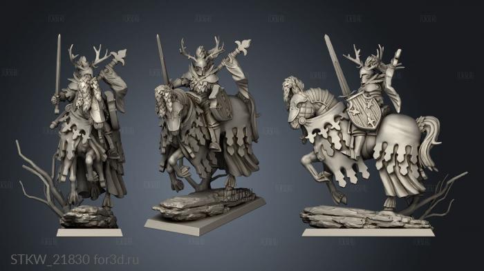 THREE GREEN KNIGHT stl model for CNC