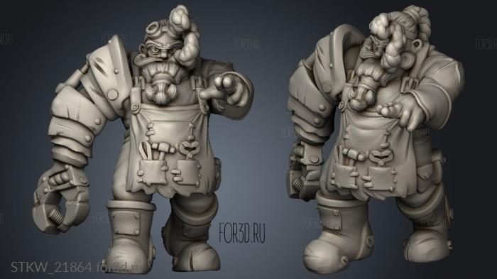 Dwarven Engineer stl model for CNC