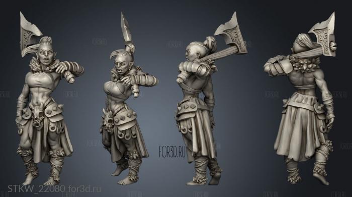 Titans Halforc Female Barbarian stl model for CNC