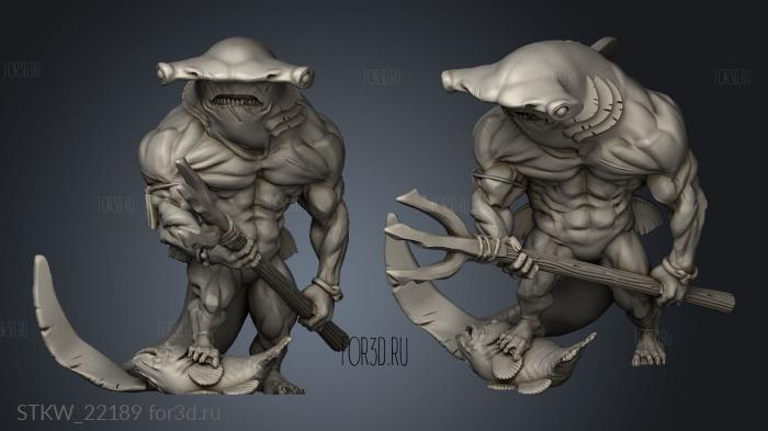 Titans Merfolks Sharkman stl model for CNC