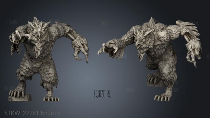 Zombie Owlbear Attacking stl model for CNC