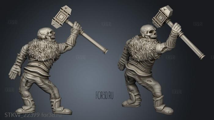 Dead Dwarfs dwarf warrior stl model for CNC