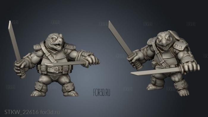 Turtle Swordsman stl model for CNC