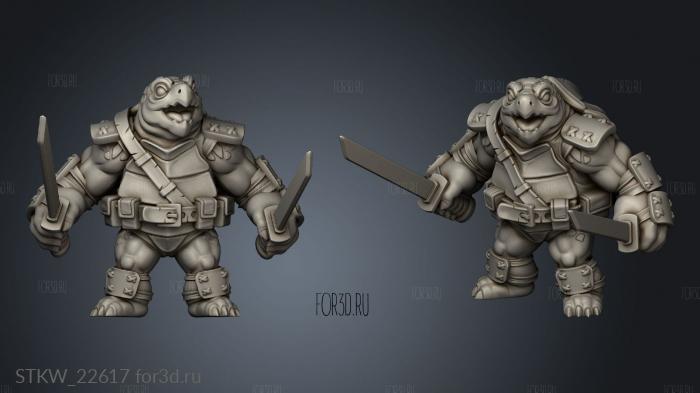 Turtle Swordsman stl model for CNC