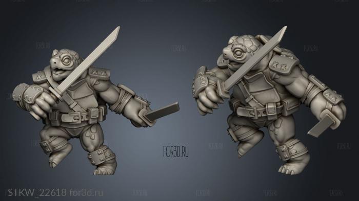 Turtle Swordsman stl model for CNC