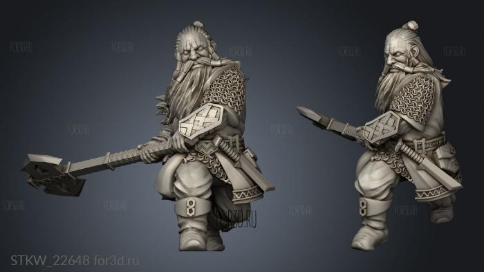 Dwarves Warriors Dwarf Twoed stl model for CNC