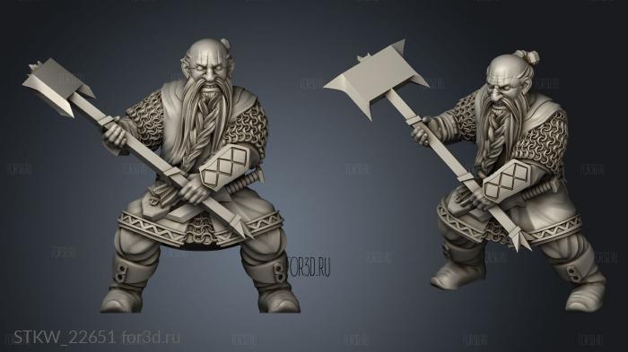 Dwarves Warriors Dwarf Twoed stl model for CNC