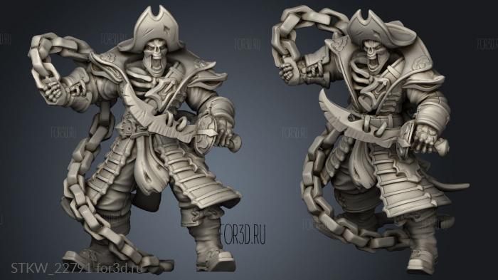 Undead Pirate Captain stl model for CNC