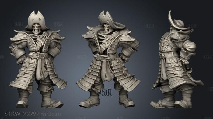 Undead Pirate Captain stl model for CNC