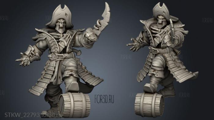 Undead Pirate Captain stl model for CNC