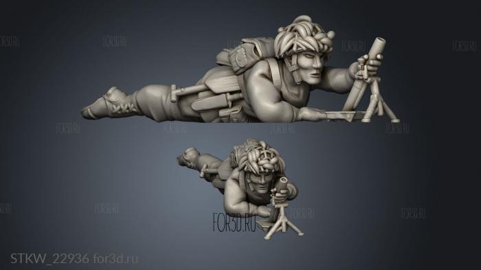 US Paratrooper Mortar Dog Trainer Mortier leger 3d stl модель для ЧПУ