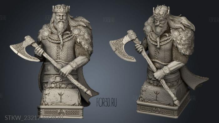 Viking Chess King stl model for CNC