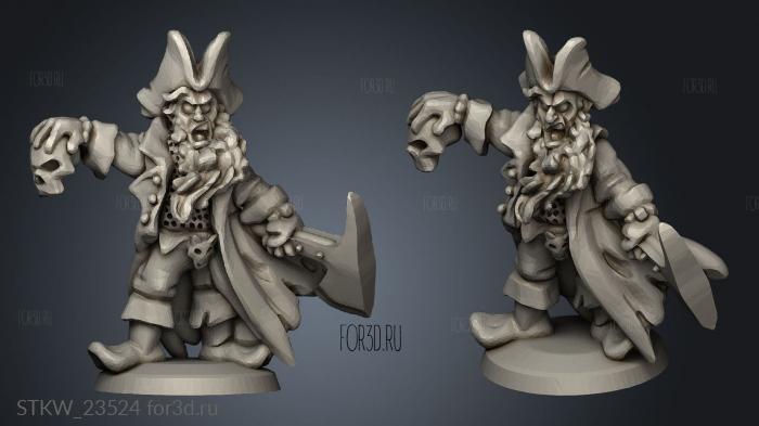 Warpoloque Undead Pirates Pirate Captain with Axe stl model for CNC