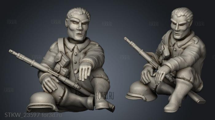 Soldiers at Rest assis terre 3d stl модель для ЧПУ