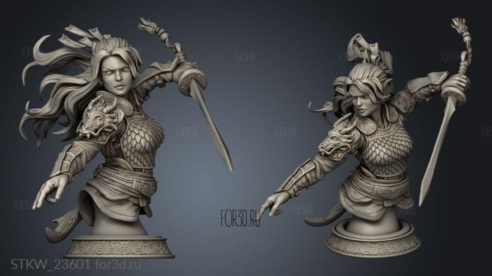 Wen Warrior Hair stl model for CNC