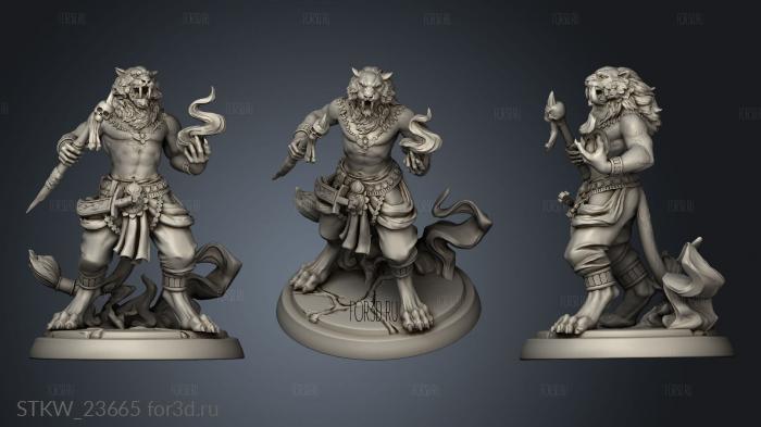 White Werewolf Tabaxi Set stl model for CNC