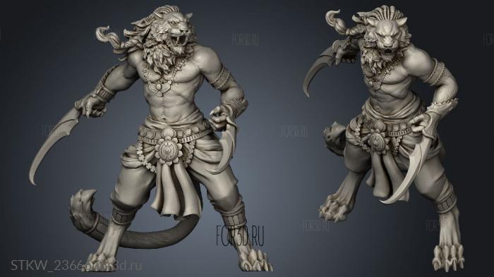 White Werewolf Tabaxi stl model for CNC