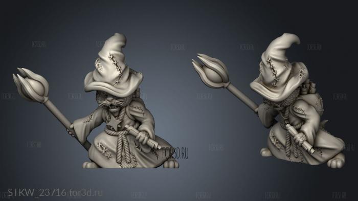 Wild Cat Folk Tribe Wizard stl model for CNC