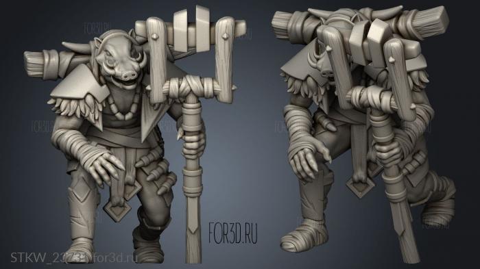 Wild Warthog Folk Tribe Shaman stl model for CNC