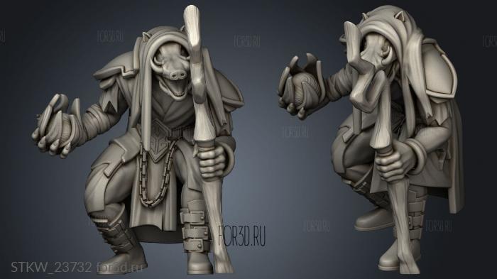 Wild Warthog Folk Tribe Warlock stl model for CNC