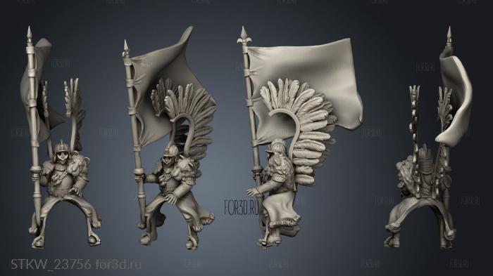 Winged HUSSAR BANNERMAN stl model for CNC