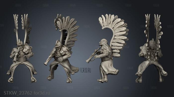 Winged HUSSAR MUSICIAN stl model for CNC