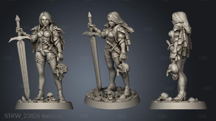 Witcher Ziri with base stl model for CNC