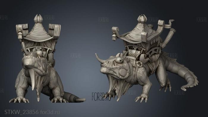 Wizard Guild Mounted Lizard Mount stl model for CNC