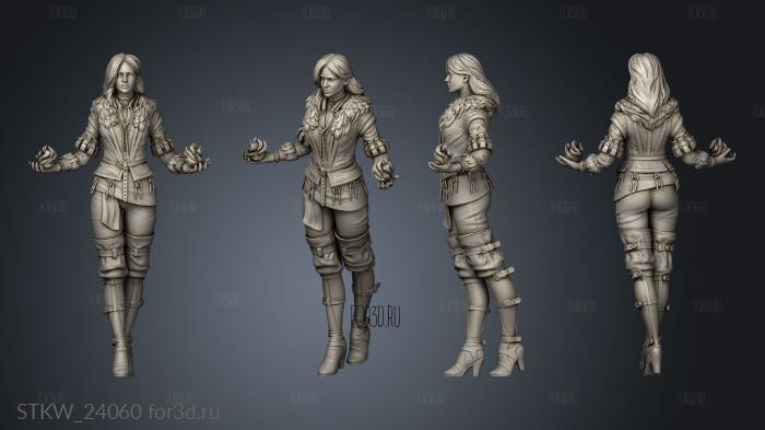 Yennefer Figurine The Witcher with fireball stl model for CNC