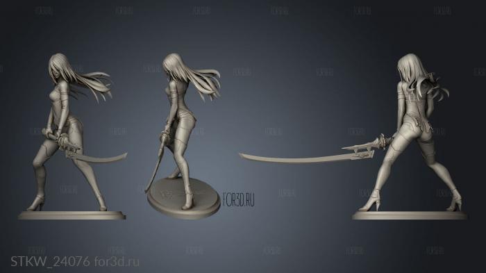 Nier automata with long hair statue 3d stl модель для ЧПУ