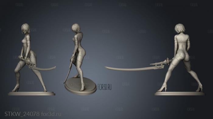 Nier automata with short hair statue 3d stl модель для ЧПУ