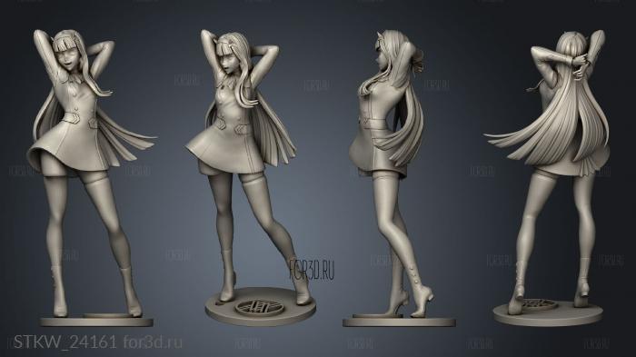 Zero Two Red Bushido UNIFORM Back Hair stl model for CNC