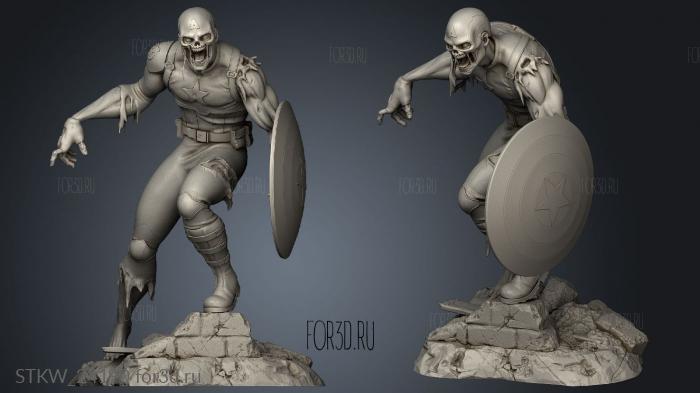 Zombie Captain America stl model for CNC