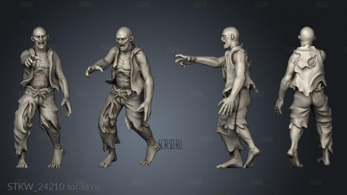 Zombie Villager stl model for CNC