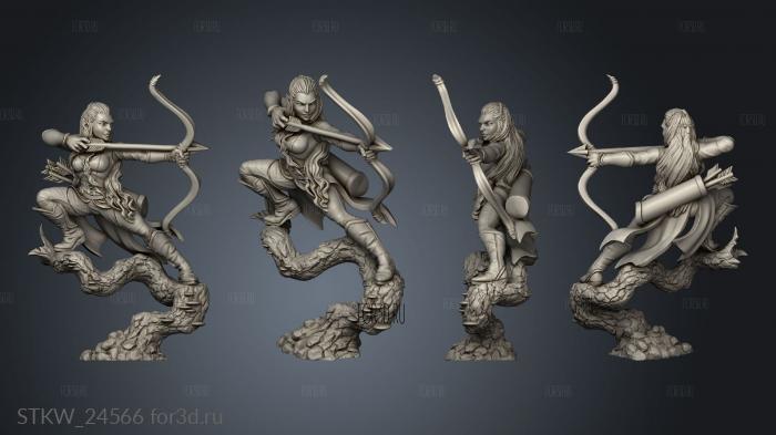 Aurielle with bow Female Elven Archer stl model for CNC