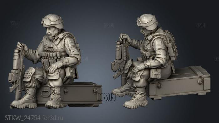 Soldier seated 3d stl модель для ЧПУ