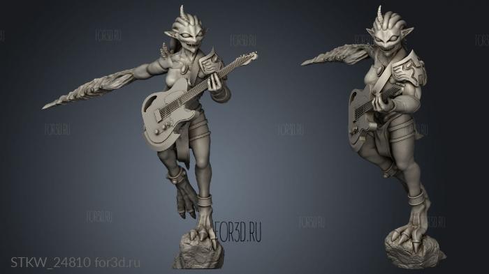 Daemonette with Guitar Demon Girl Guitarist stl model for CNC