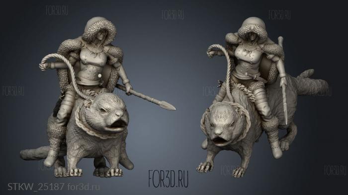 Ancient Northern Tribes Warrior Otter Rider 3d stl модель для ЧПУ